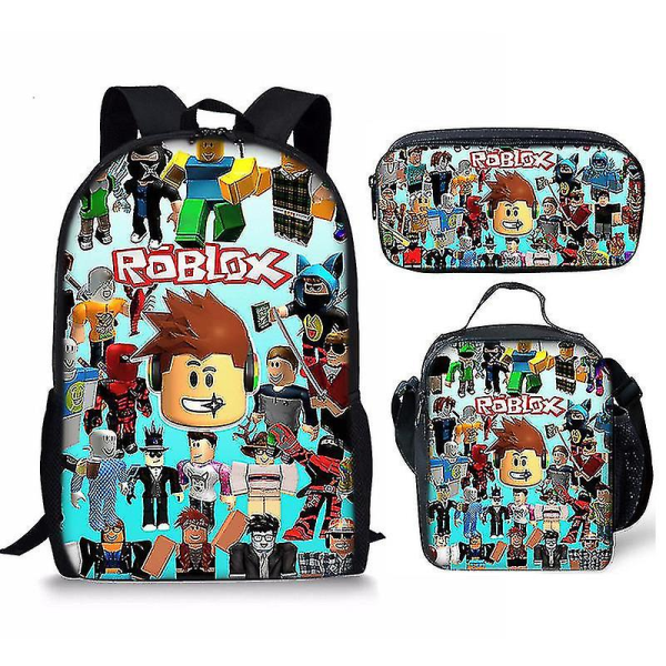 Z 3d Roblox studentbag Matpose Blyantpose Roblox ryggsekk eller 3 stk (ryggsekk+pennepose+matpose) Only a Take meal backpack