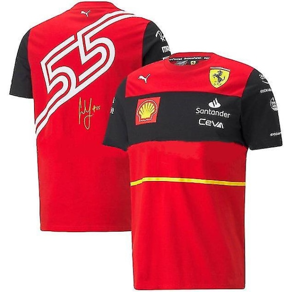 Sajy 2022 Ny sjåførversjon F1 T-skjorte for racingdrakt Leclerc Sainz Kortermet rundhals rød, sommertilpasset menn S