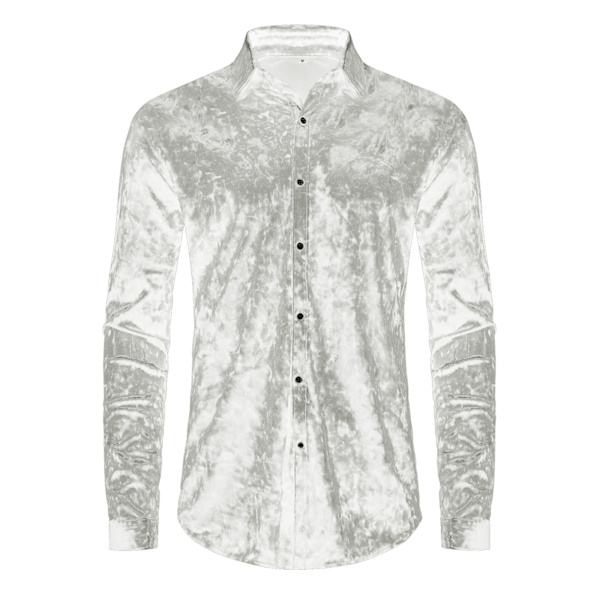 Långärmade för män printed Casual Button Down-skjortor white XL