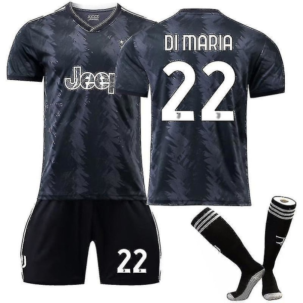 2022-2023 Uusi Juventus Football Jersey Kits Adult Soccer Jersey Training T-paita shortsit puku DI MARIA 22 Kids 20(110-120CM)