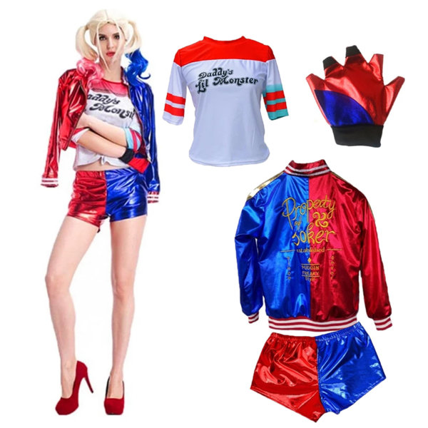 Halloween cosplay kostumer Frakke T-shirt Shorts Handsker komplet sæt 140cm