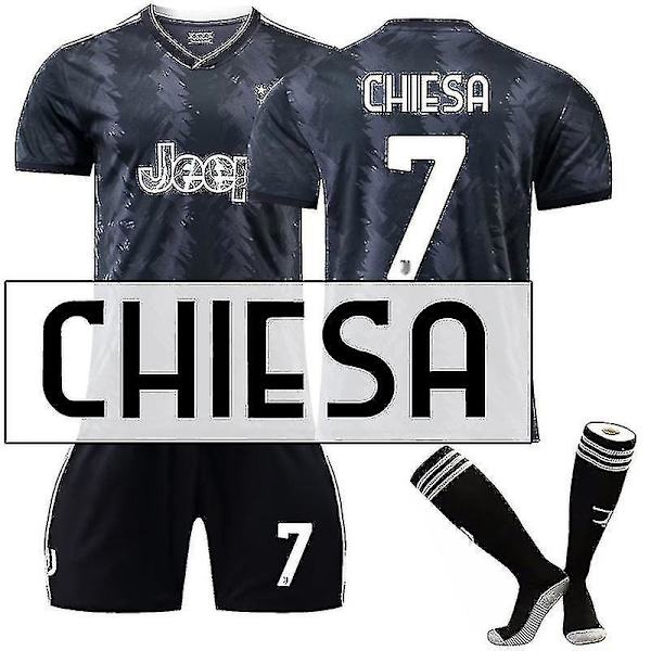2022-2023 Nya Juventus Fotbollströja Kits Vuxen fotbollströja T-shirt shorts kostym CHIESA 7 M