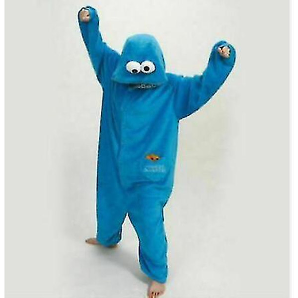 Voksen Blue Sesame Street Cookie Elmo kostume（XL）