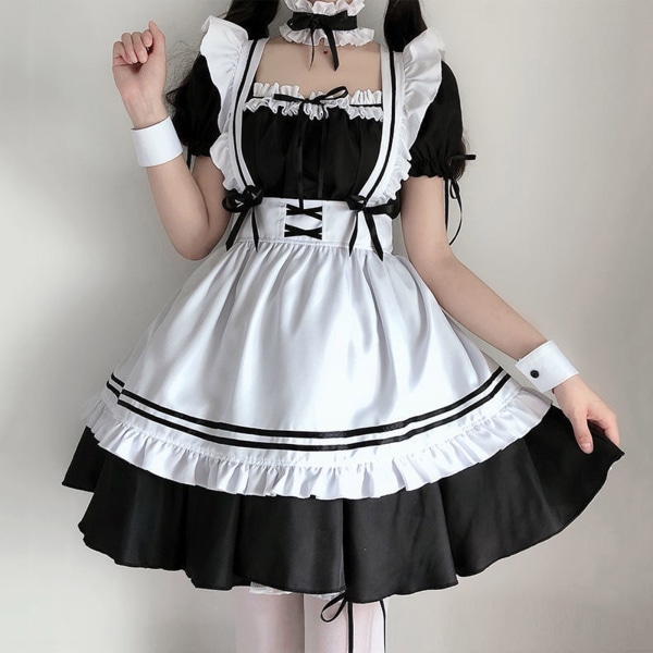 Kvinnor Lovely Maid Cosplay Kostym Kortärmad Retro Maid