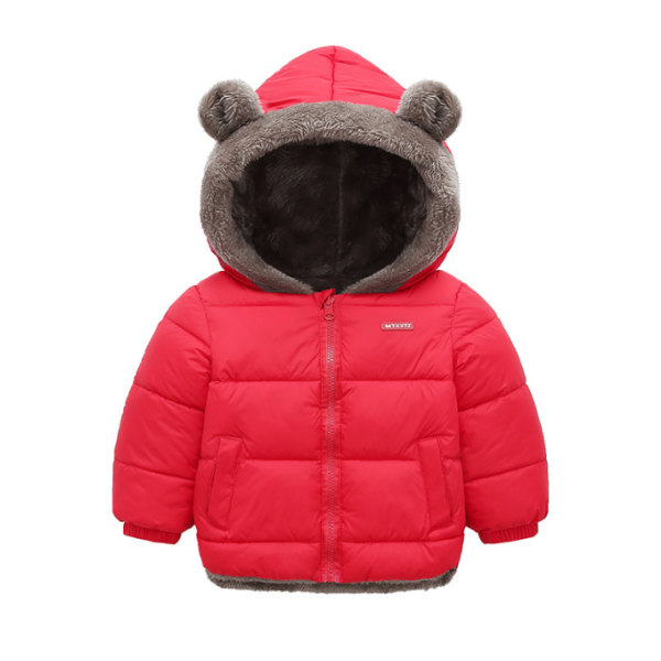 Baby Winter Tjock Varm Jacka Sherpa Fleece Hood Coat red 120cm