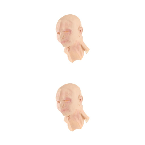 1/2 Realistisk Old Man Latex för Halloween Cosplay Autentisk Look Bald Female 2PCS