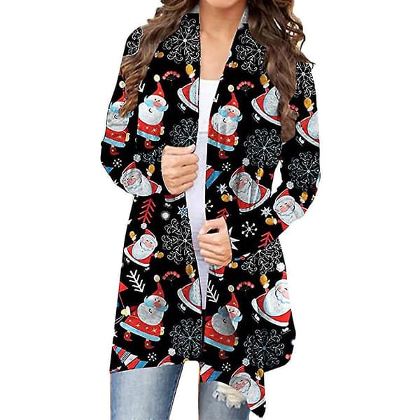 Hmwy-christmas Kvinder Åben Front Coat Langærmet X