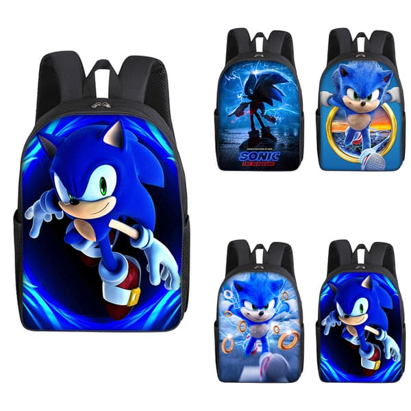 Sonic The Hedgehog sidet rygsæk tegneseriespil skoletaske D