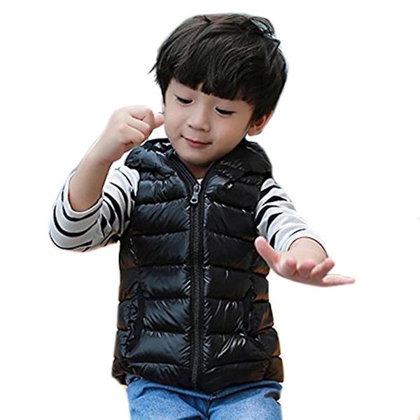 Børne tynd lys vest Casual varm dunfrakke black 120cm