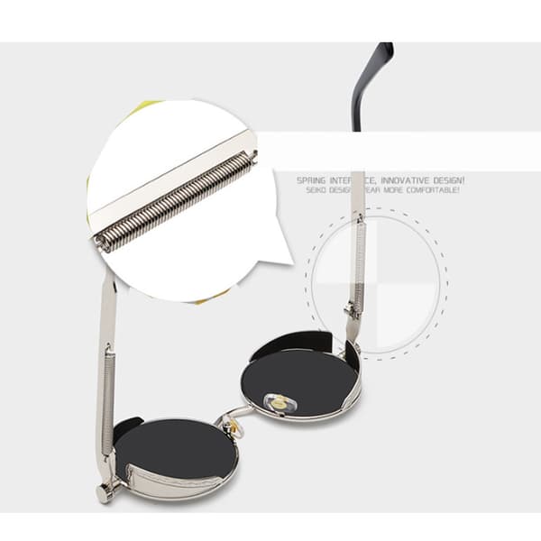 Sølv stel One Piece Blue Reflexive Polarized Solbriller Roun