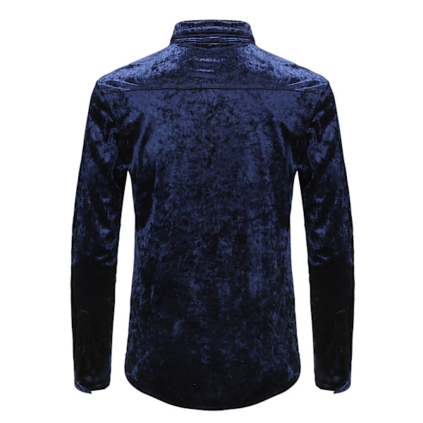 Långärmade för män printed Casual Button Down-skjortor blue M