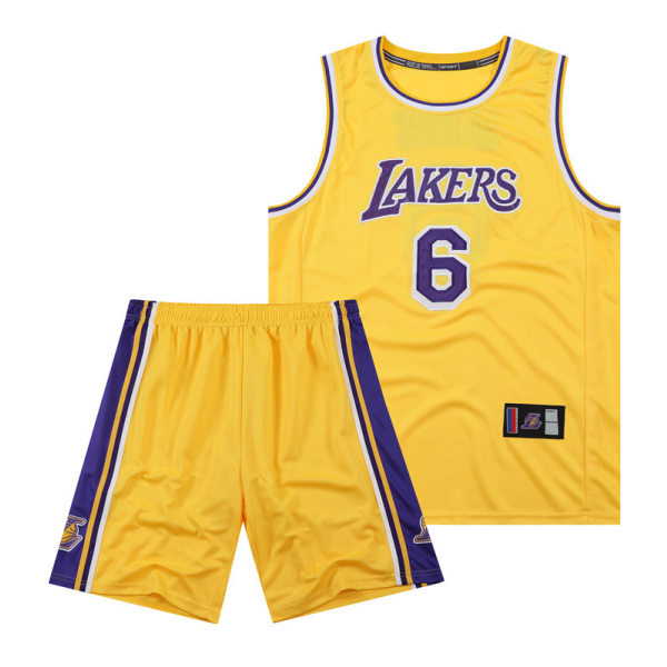 Nba James basketballtrøje nr. 6 Lakers trøjesæt yellow M