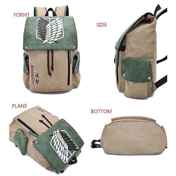 Anime One Piece Naruto Attack On Titan Backpack Student Skoleveske Casual Canvas Bag Attack On Titan