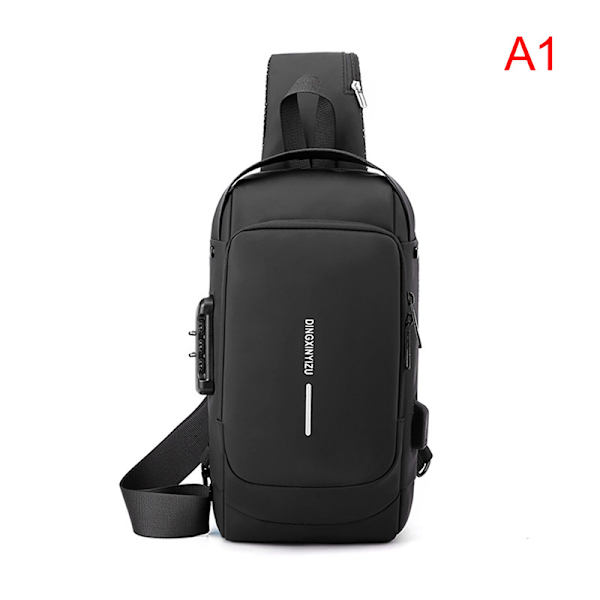 Herr Multifunktion Stöldskydd USB Axelväska Crossbody Bag Tra A1