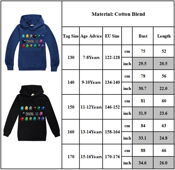 Blandt os Børn 3D Casual 3D Printet Sweatshirt Hættetrøje Pullover dark bule 150cm