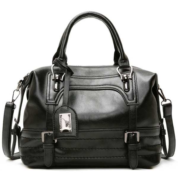Mode dragkedja för damer med hög kapacitet väska Designer handväska Svart
