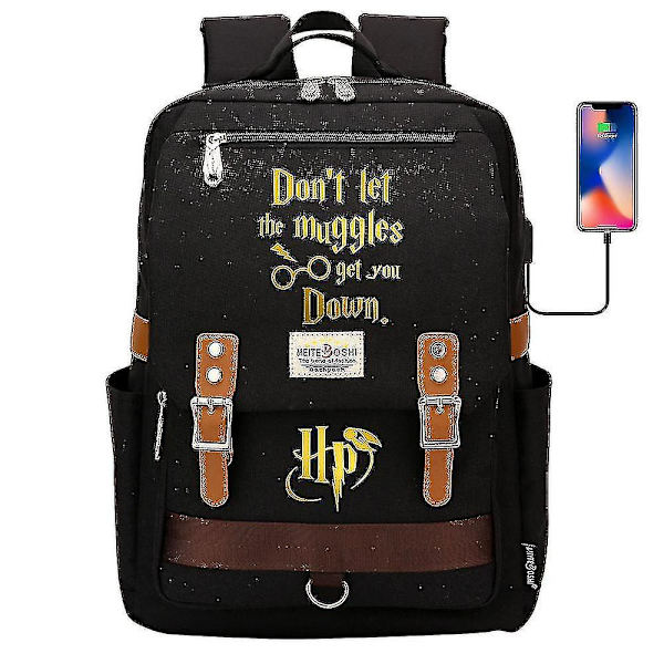 Harry Potter Bronzing Ryggsäck Multi-purpose Travel Tonåring Student Skol Ryggsäck Skolväska color-6