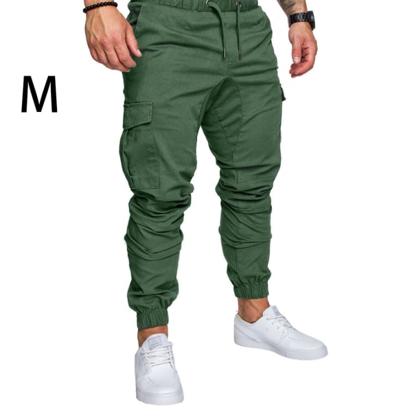 Mænds lommebukser Casual Elastic String ode lange bukser Green M