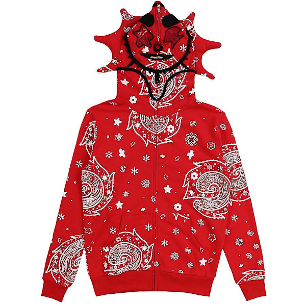 Gothic Punk weatshirt treewear Print Langærmede hættetrøjer Casual lynlåsjakke Hættetrøjer Y2k kuld Unisex cardigan D S