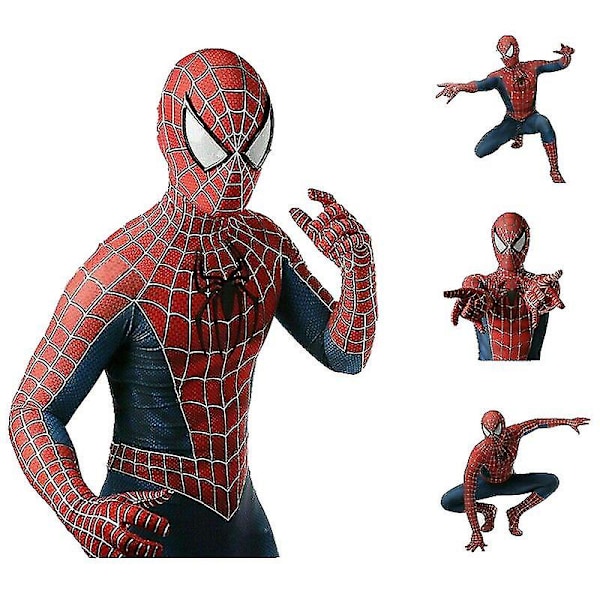 Raimi Spider Man Kids Adults Jumpsuit Cosplay Costume Costume Party Gift Kids XL (140-150)