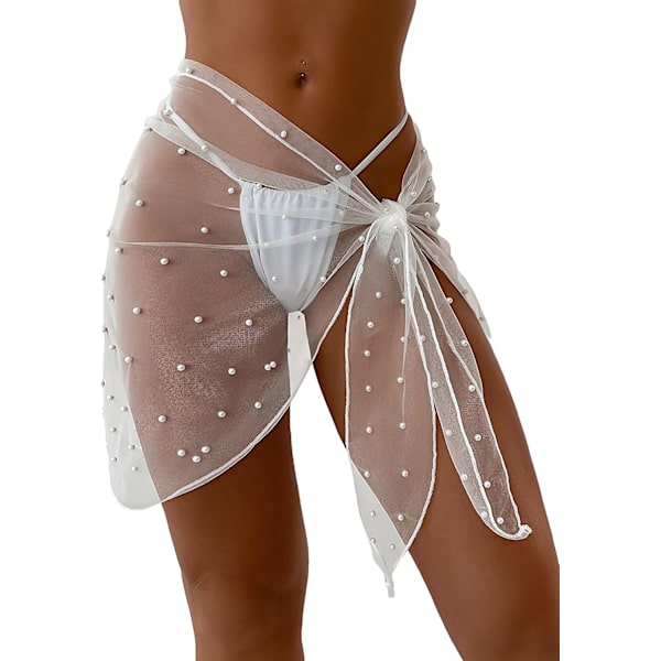 HAUFR naisten läpinäkyvä rantauimahousu Cover Up Wrap minihame White Solid One Size