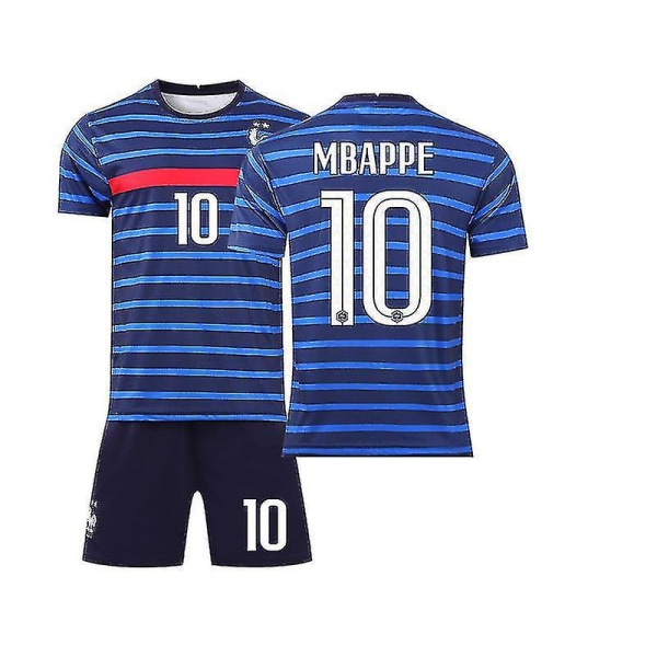 Regenboghorn Fodboldsæt Fodboldtrøje T-shirtdragt Mbappe France 16(90cm-100cm)