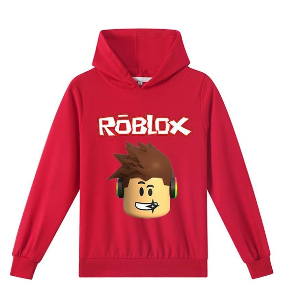 Roblox medelålders pojkar och flickor vår- och hösthuvtröja V Red 160cm