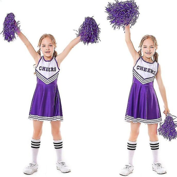 Barnens skolfest Cheerleader kostym Halloween-fest Purple 120cm