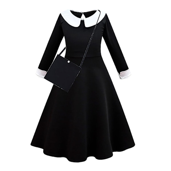 Onsdag Addams Set Festdräkter för vuxna barn 2 piece set 85cm