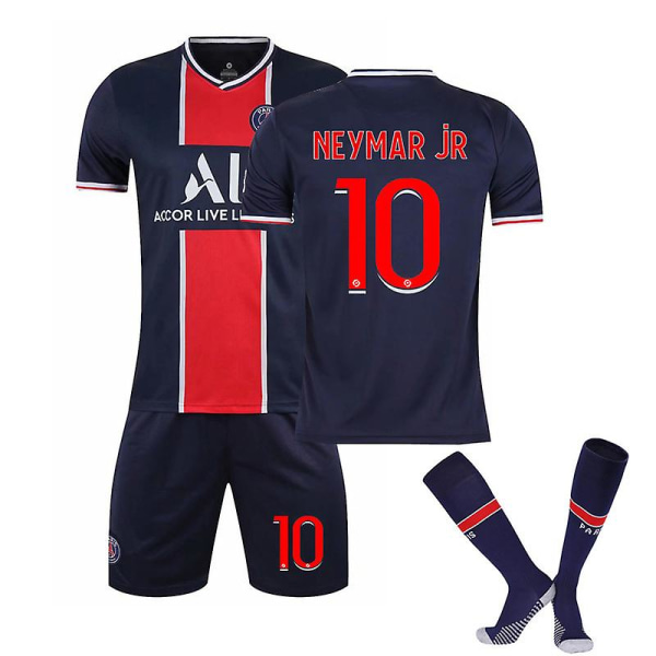 Barn Vuxna Fotbollströja Full Kit Fotbollsträningsdräkt 21/22 20 21 PSG Home Neymar 10 Kids 18 (100-110CM)