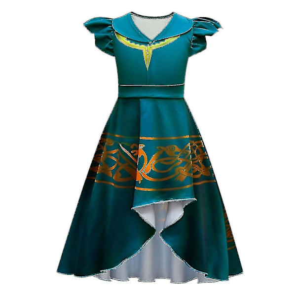 Halloween Girls Irregular Skirt Dress Cosplay Brave Merida Children's Festival Performance Show Kjol Cape Wig Costume-c 80868 140CM