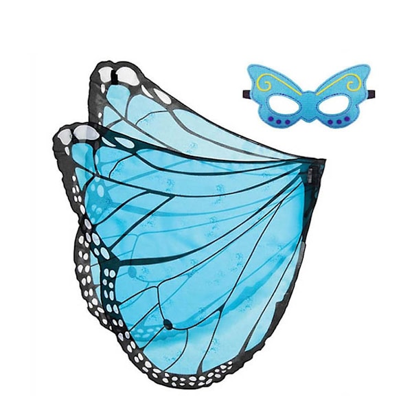 Kids Girl Butterfly Wings Cape med mask Fairy Pixie Cosplay kostym W4