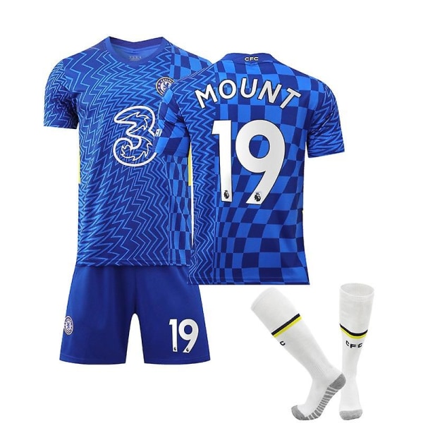 Chelsea F.C Home Børn Mænd Fodboldsæt Fodboldtrøje Trænings-T-shirtdragt 21/22 KANTE / HAVERTZ / WERNER / MOUNT 19 - MOUNT 16 (90-100cm)