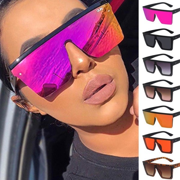 Ny stil dam solglasögon fyrkantiga överdimensionerade lyx Brown+pink