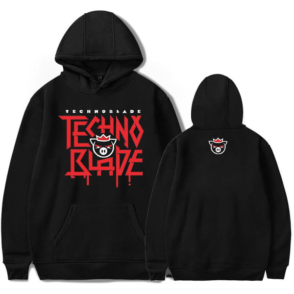 Youtube Technoblade-huppariprintti Slouchy-musta huppari XXXL