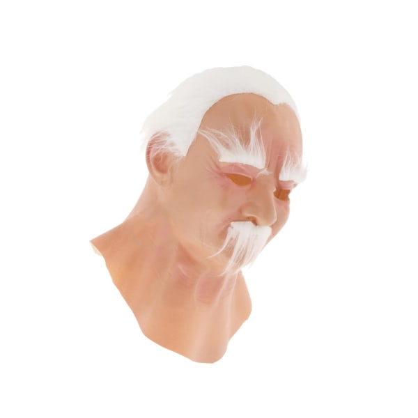1/2 Realistisk Old Man Latex til Halloween Cosplay Autentisk Look White Hair Male 1 Pc