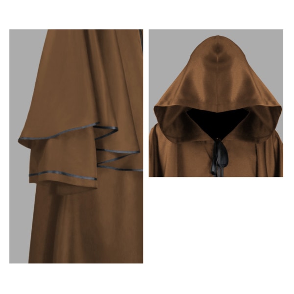 Ancient hættetunika til mænd til Halloween Cosplay-kostume zy W brown M
