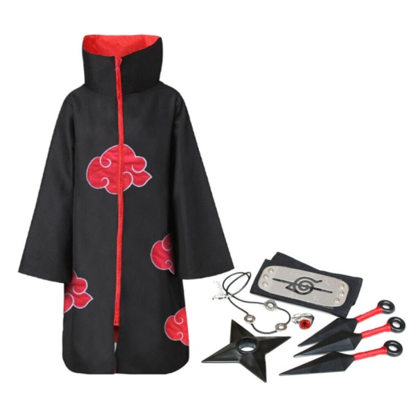 Akatsuki Uchiha Itachi Anime Costume Ninja Naruto Cloak Cosplay M