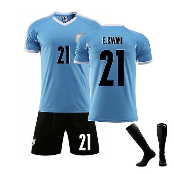 2022 Uusi lasten jalkapallopaita 9# L.suarez 21# E.cavani Fashion Shortsit Jalkapallopaidat Puku Suojasukat/ set 21 Bule 22