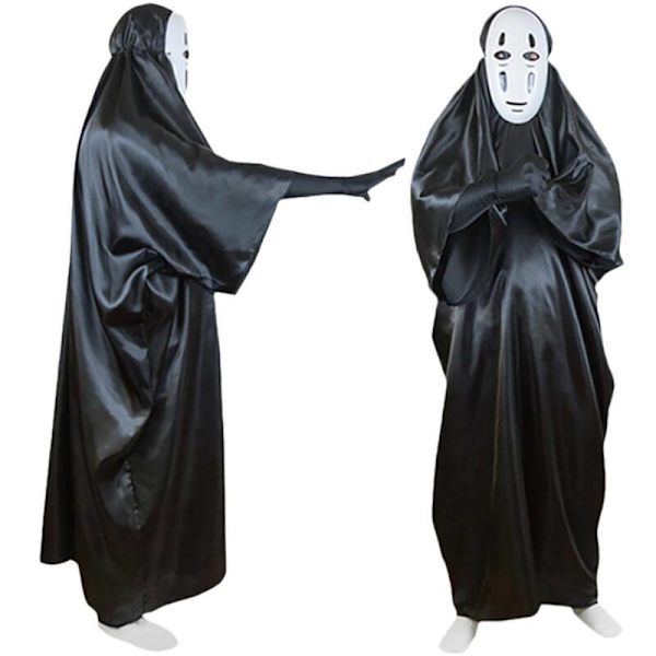 No Face Man Halloween kostume med maske+tøj+handsker XL