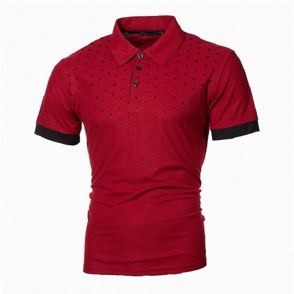 Kb Herre Polo Herre Skjorte Kortermet Polo Skjorte Kontrastfarge Polo Nye klær Sommer Streetwear Uformelle mote Herre Overdeler black red Asia L 65-75 KG