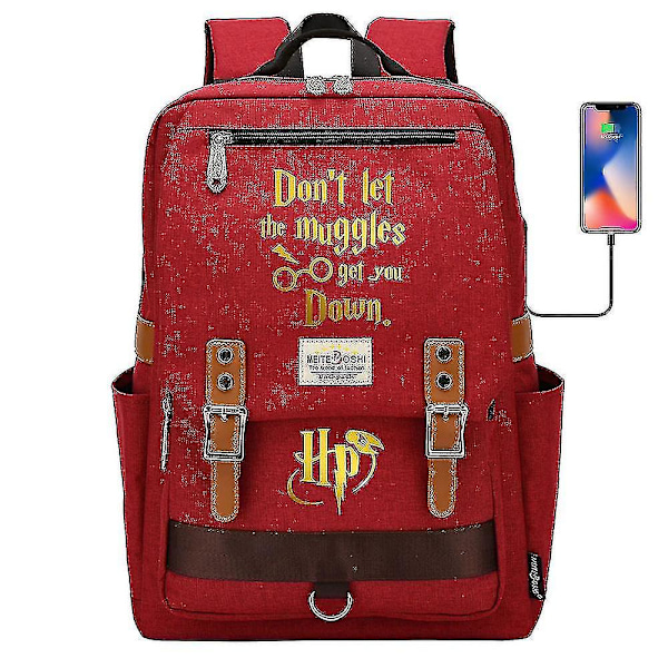 Harry Potter Bronzing Ryggsäck Multi-purpose Travel Tonåring Student Skol Ryggsäck Skolväska color-5