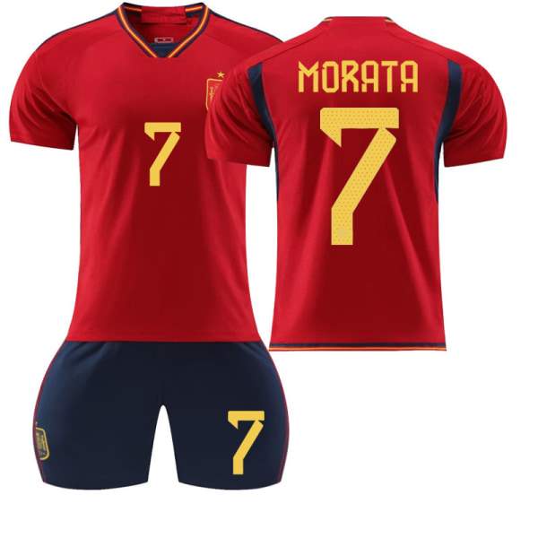 22 Spanien hjemmebanetrøje NR. 7 Morata skjorte #2XL