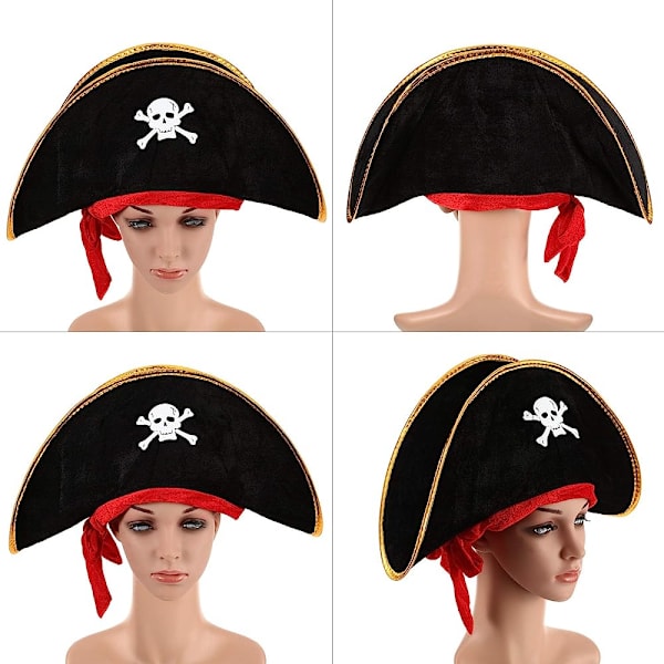 4 stycken piratmössa klassiskt print Piratkapten cap för Halloween maskeradfest Cosplay hatt rekvisita