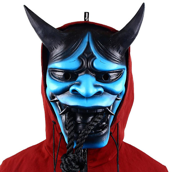 Caraele Oni Devil Perinteinen japanilainen Halloween-naamio Demoni Fancy Mekko Cosplay Latex Mask -asusteet x10107c