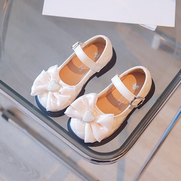 Piger Bowknot Magic Tape Sandaler Diamond Fashion Princess Shoe Beige 26