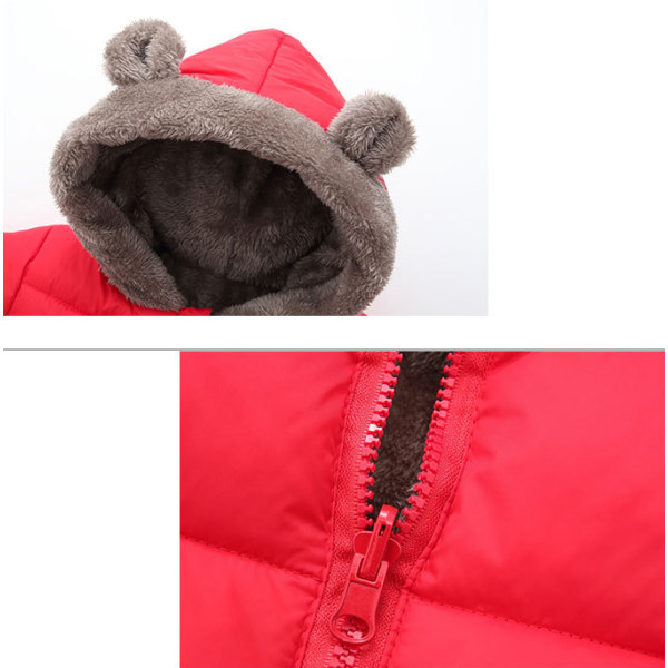 Baby vinter tykk varm jakke Sherpa Fleece hettejakke black 90cm