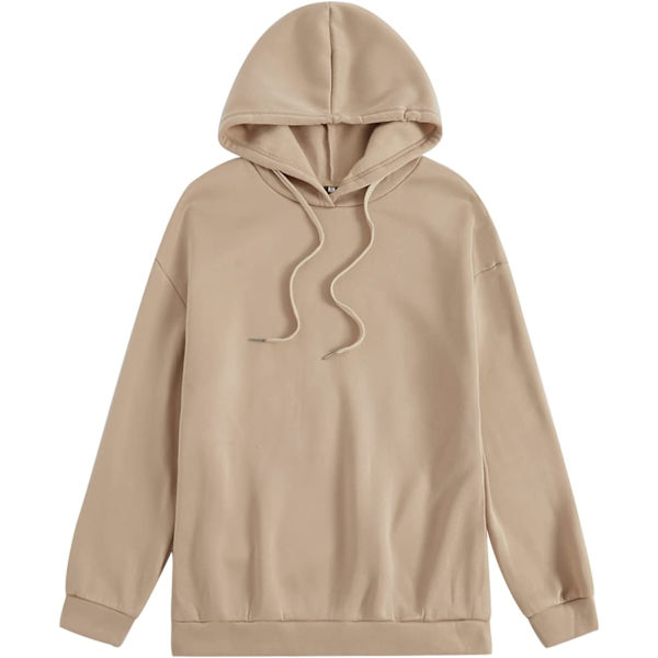HAUFR Naisten kirjekuvioinen pitkähihainen kiristysnyörillinen huppari A Khaki Medium