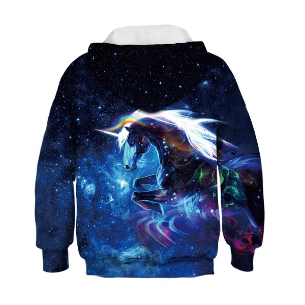 Unicorn Print 2020 Hettegensere for barn med lange ermer Deep Blue S