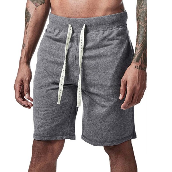 Snabbtorkande badbyxor för män i enfärgade sportshorts dark grey L